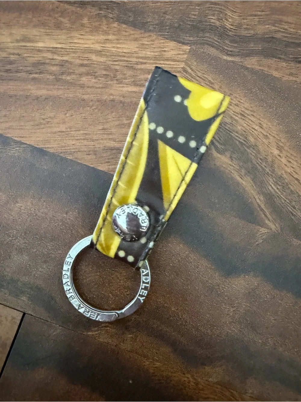 Vera Bradley Yellow Floral Key Ring with Red Accents